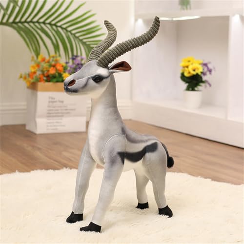 AQCQDQ Antilope Figur Wilde Tiere Kuscheltier, Simulation Lebensechtes Riesenel-Antilope Plüschtier Deko, Schaf Ziege Puppe Weiche Flauschig Stofftier Plushie Plüsch Spielzeug (43 cm,Gray) von AQCQDQ