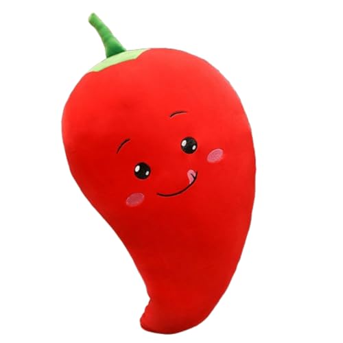 AQCQDQ Aubergine Kuscheltier, Gemüse Plüschtier Plüschpuppen, Cartoon Pflanze Lächeln Nette Kissen Puppen Gefüllte Stofftiere, zum Spielen und Kuscheln für Mädchen Jungen (100 cm,Chili) von AQCQDQ