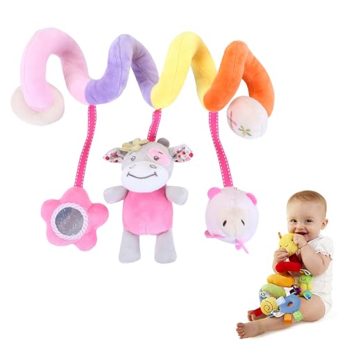 AQCQDQ Baby Activity Spielzeug Spirale, Hängespielzeug Kinderwagen, Babyschale Spielzeug, Hängespielzeug Baby Bett, für Autositze, Kinderwagen, Wiege (Kuh) von AQCQDQ