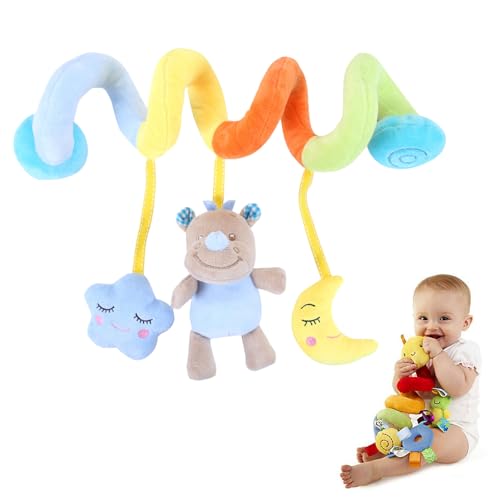 AQCQDQ Baby Activity Spielzeug Spirale, Hängespielzeug Kinderwagen, Babyschale Spielzeug, Hängespielzeug Baby Bett, für Autositze, Kinderwagen, Wiege (Rhinozeros) von AQCQDQ