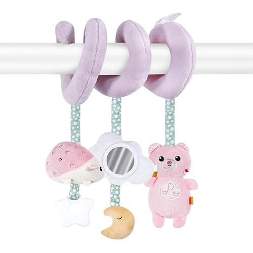 AQCQDQ Baby Activity Spielzeug Spirale, Hängespielzeug Kinderwagen Babyschale Spielzeug, Baby Bett Autositz Spielzeug zum Greifen und Spielen- für Kleinkinder ab 0+ Monaten (Rosa) von AQCQDQ