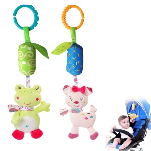 AQCQDQ Baby Kinderwagen Spielzeug Hängendes Rasselspielzeug Spielzeug Mit Windspielen, Weiches Plüsch Hängespielzeug Kinderbett mit Klingel Glocke (2PCS-A) von AQCQDQ