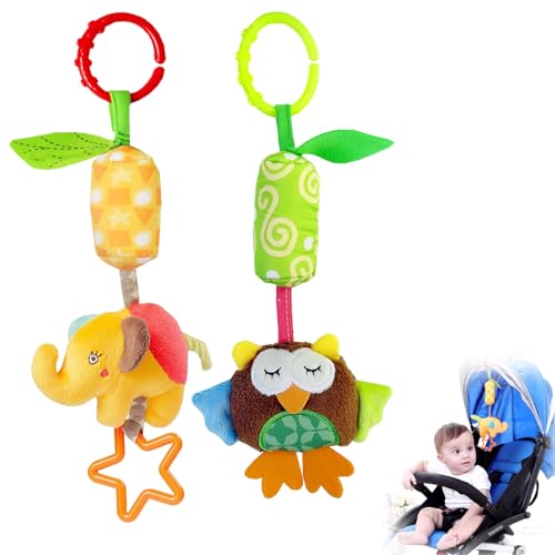 AQCQDQ Baby Kinderwagen Spielzeug Hängendes Rasselspielzeug Spielzeug Mit Windspielen, Weiches Plüsch Hängespielzeug Kinderbett mit Klingel Glocke (2PCS-B) von AQCQDQ