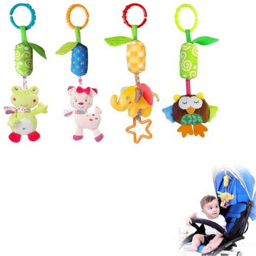 AQCQDQ Baby Kinderwagen Spielzeug Hängendes Rasselspielzeug Spielzeug Mit Windspielen, Weiches Plüsch Hängespielzeug Kinderbett mit Klingel Glocke (4PCS) von AQCQDQ