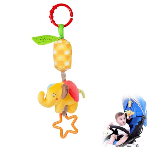 AQCQDQ Baby Kinderwagen Spielzeug Hängendes Rasselspielzeug Spielzeug Mit Windspielen, Weiches Plüsch Hängespielzeug Kinderbett mit Klingel Glocke (Elefant) von AQCQDQ