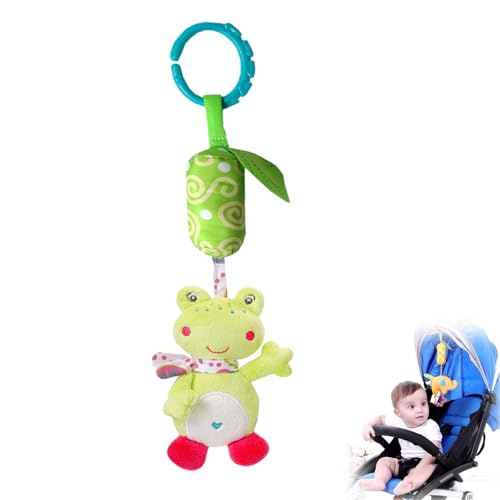 AQCQDQ Baby Kinderwagen Spielzeug Hängendes Rasselspielzeug Spielzeug Mit Windspielen, Weiches Plüsch Hängespielzeug Kinderbett mit Klingel Glocke (Frosch) von AQCQDQ