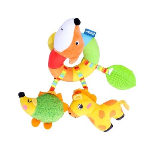 AQCQDQ Babyschale Spielzeug, Baby Mobile Kette mit Niedlichen Figuren, Baby Activity Spirale Spielzeug mit Musik, Kann am Gitterbett, Laufstall oder Kinderwagen Befestigt Werden (23 * 12 cm,Fuchs) von AQCQDQ