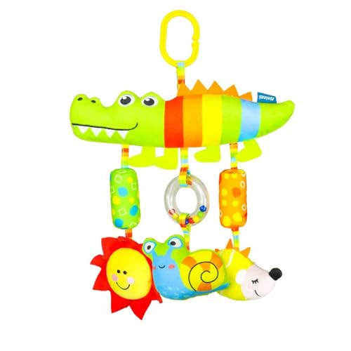 AQCQDQ Babyschale Spielzeug, Cartoon Tier Windspiel Autoaufhänger, Spirale Bett Kinderwagen Spielzeug, Kinderwagenkette für Kinderbett/Autositz/Babyschale (35 * 26 cm,Krokodil) von AQCQDQ