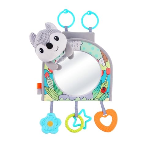 AQCQDQ Babyschale Spielzeug, Kinderwagen Spielzeug mit Spiegel, Activity Spirale Hängespielzeug, Autositz-Spielzeug für Jungen und Mädchen (29 * 30 cm,Grauer Fuchs) von AQCQDQ
