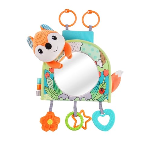 AQCQDQ Babyschale Spielzeug, Kinderwagen Spielzeug mit Spiegel, Activity Spirale Hängespielzeug, Autositz-Spielzeug für Jungen und Mädchen (29 * 30 cm,Orange Fuchs) von AQCQDQ