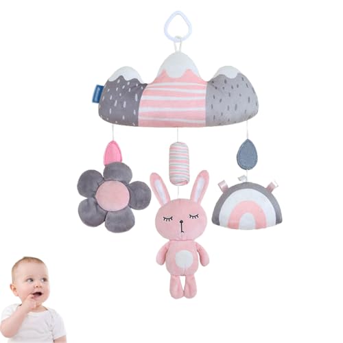 AQCQDQ Babyschale Spielzeug, Kinderwagen Spielzeug with Squeaker and Rattle, Plüsch Kinderbett Hängespielzeug für Babys und Kleinkinder Ab 0+ Monaten (Hase) von AQCQDQ