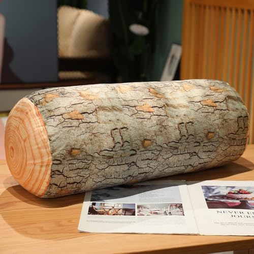 AQCQDQ Baumstamm Kuschelkissen Dekokissen, Baumstamm Kuscheltier Baumstamm Plüschtier, Pummeliges Baumstamm Aus Plüsch, Kissen Rundes Holz Stumpfform Dekorative Kissen (50 cm,B) von AQCQDQ