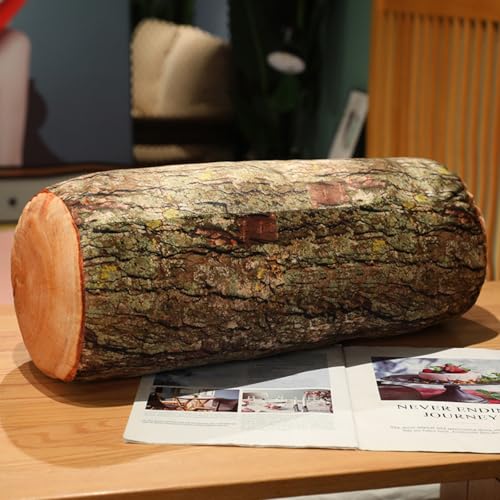 AQCQDQ Baumstamm Kuschelkissen Dekokissen, Baumstamm Kuscheltier Baumstamm Plüschtier, Pummeliges Baumstamm Aus Plüsch, Kissen Rundes Holz Stumpfform Dekorative Kissen (50 cm,C) von AQCQDQ