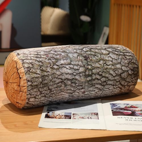 AQCQDQ Baumstamm Kuschelkissen Dekokissen, Baumstamm Kuscheltier Baumstamm Plüschtier, Pummeliges Baumstamm Aus Plüsch, Kissen Rundes Holz Stumpfform Dekorative Kissen (50 cm,D) von AQCQDQ