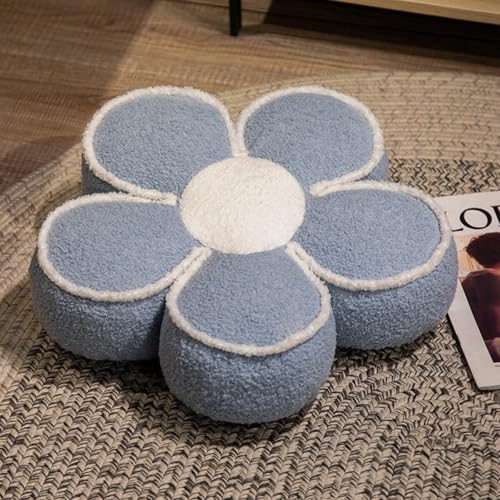 AQCQDQ Blume Sitzkissen, Plüsch Blumenkissen, 5 Blütenblätter, Blumenboden Kissen, Plüsch Blumen Sitzkissen Dekokissen Sofakissen für Kinderzimmer Hause Sofa Dekoration (40cm,Blau) von AQCQDQ