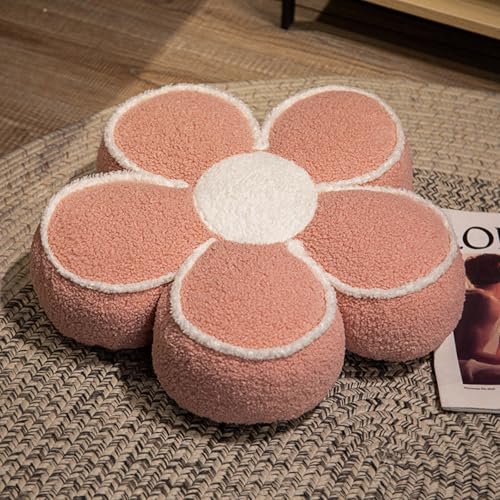 AQCQDQ Blume Sitzkissen, Plüsch Blumenkissen, 5 Blütenblätter, Blumenboden Kissen, Plüsch Blumen Sitzkissen Dekokissen Sofakissen für Kinderzimmer Hause Sofa Dekoration (50cm,Rosa) von AQCQDQ