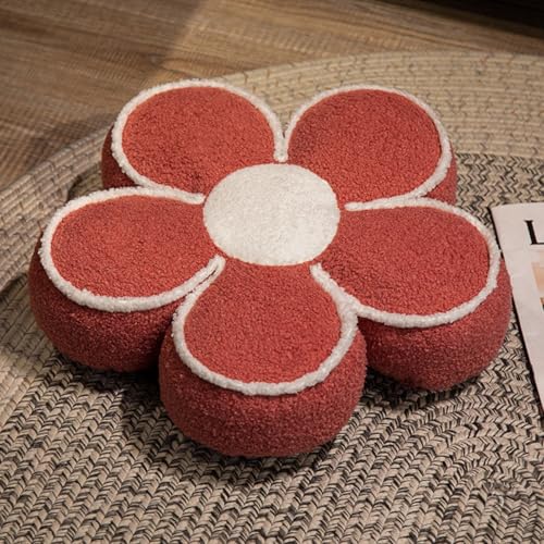 AQCQDQ Blume Sitzkissen, Plüsch Blumenkissen, 5 Blütenblätter, Blumenboden Kissen, Plüsch Blumen Sitzkissen Dekokissen Sofakissen für Kinderzimmer Hause Sofa Dekoration (50cm,Rot) von AQCQDQ