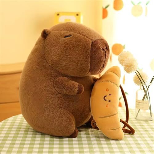 AQCQDQ Brot Capybara Umarmungskissen, Capybara Wasserdelfin Kuscheltier Plüschtier Kawaii Plüschkissen Spielzeug, Capybara Kissen Dekorative Stofftier Geschenk Für Mädchen, Jungen (50 cm,#01) von AQCQDQ