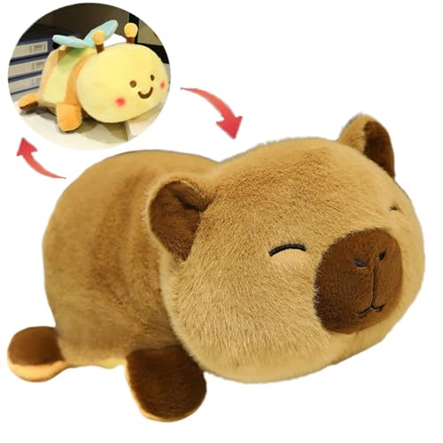 AQCQDQ Bumblebee Plüsch Spielzeug, Weiche Biene Kuscheltier, Süße Verwandlung in Eine Biene-Capybara, Schmusetier Geschenk für Kinder Mädchen (35 cm) von AQCQDQ