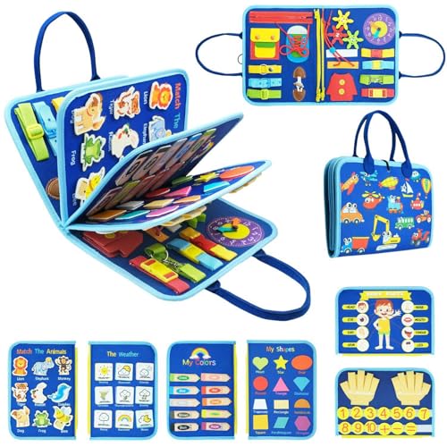 AQCQDQ Busy Board Montessori Spielzeug ab 1 Jahr, Busy Book Mit 3D Meeres-Thema, Bauernhof Book Für Unterwegs, Baby Geschenk Für Mädchen & Jungen Zur Frühkindlichen Förderung (#B) von AQCQDQ