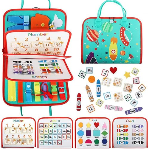AQCQDQ Busy Board Montessori Spielzeug ab 1 Jahr, Busy Book Mit 3D Meeres-Thema, Bauernhof Book Für Unterwegs, Baby Geschenk Für Mädchen & Jungen Zur Frühkindlichen Förderung (#C) von AQCQDQ