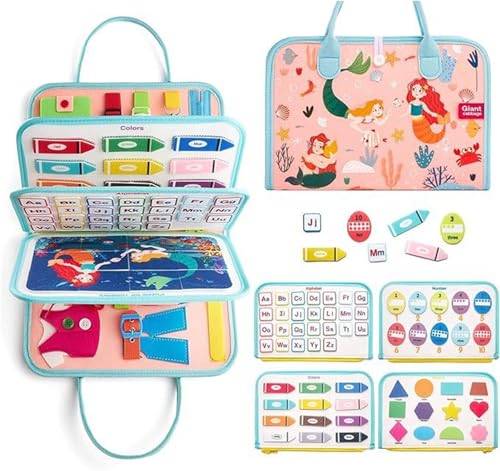 AQCQDQ Busy Board Montessori Spielzeug ab 1 Jahr, Busy Book Mit 3D Meeres-Thema, Bauernhof Book Für Unterwegs, Baby Geschenk Für Mädchen & Jungen Zur Frühkindlichen Förderung (#D) von AQCQDQ