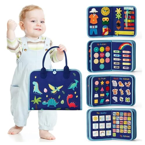 AQCQDQ Busy Board Montessori Spielzeug ab 1 Jahr, Busy Book Mit 3D Meeres-Thema, Bauernhof Book Für Unterwegs, Baby Geschenk Für Mädchen & Jungen Zur Frühkindlichen Förderung (#F) von AQCQDQ