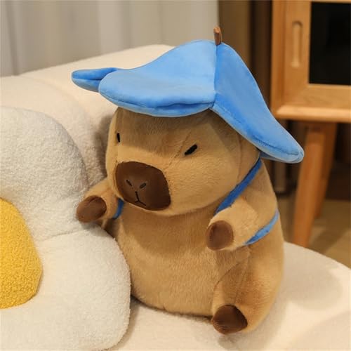 AQCQDQ Capybara Kuscheltier, Capybara Plüschtier mit Blumenhut und Rucksäcken, Wasserschwein Kuscheltier, Capybara Stofftier, Capybara Plushies für Kinderspielzeug, Heimdekoration (20 cm,Blau) von AQCQDQ