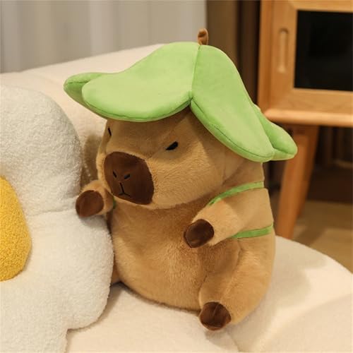 AQCQDQ Capybara Kuscheltier, Capybara Plüschtier mit Blumenhut und Rucksäcken, Wasserschwein Kuscheltier, Capybara Stofftier, Capybara Plushies für Kinderspielzeug, Heimdekoration (20 cm,Grün) von AQCQDQ