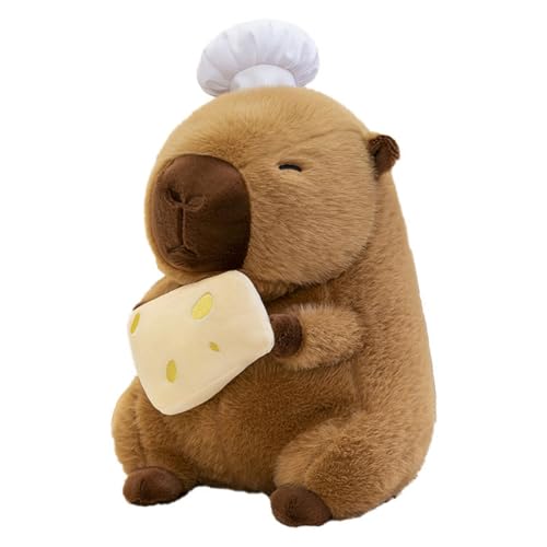 AQCQDQ Capybara Kuscheltier, Capybara Spielzeug Stofftier Plushie Stofftier, Capybara Plüschtier mit Kochmütze, Niedlichen Capybara Plushie Puppen, Geschenk für Kinder Jungen Mädchen (30cm,C) von AQCQDQ