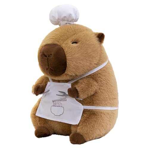AQCQDQ Capybara Kuscheltier, Capybara Spielzeug Stofftier Plushie Stofftier, Capybara Plüschtier mit Kochmütze, Niedlichen Capybara Plushie Puppen, Geschenk für Kinder Jungen Mädchen (30cm,D) von AQCQDQ