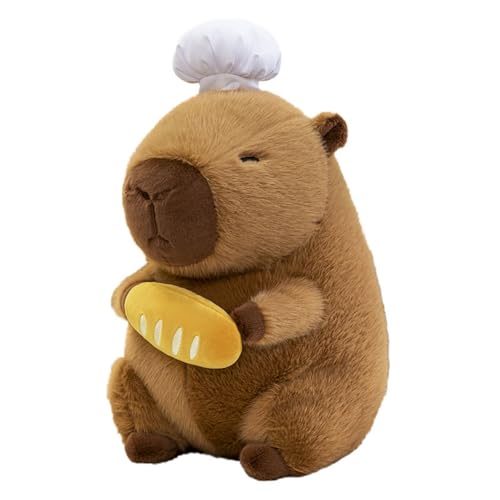 AQCQDQ Capybara Kuscheltier, Capybara Spielzeug Stofftier Plushie Stofftier, Capybara Plüschtier mit Kochmütze, Niedlichen Capybara Plushie Puppen, Geschenk für Kinder Jungen Mädchen (55cm,A) von AQCQDQ