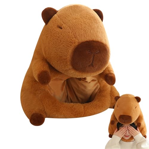 AQCQDQ Capybara Kuscheltier, Kreative Capybara Plüschtier Hut, Niedliche Plüschmütze Capybara Stofftier Puppe Plüsch Kopfbedeckung Fotoshooting Leistung Aktivität Requisiten Geschenk (Braun) von AQCQDQ