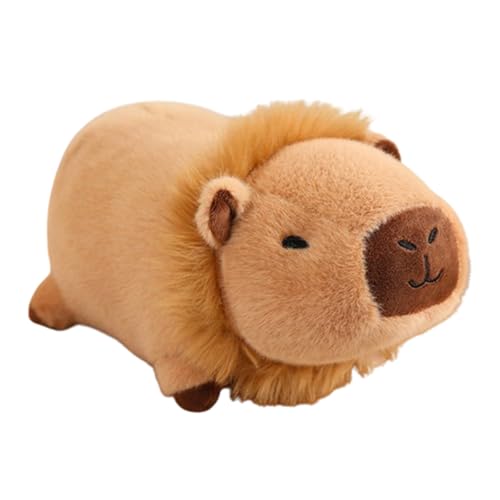 AQCQDQ Capybara Kuscheltier, Süßes Capybara Plüschtier Mit Tragbarer Kopfbedeckung, Capybara Plüschtier, Niedlichen Wasserschwein Kuscheltier, Geschenk für Kinder (25 cm,Löwe) von AQCQDQ