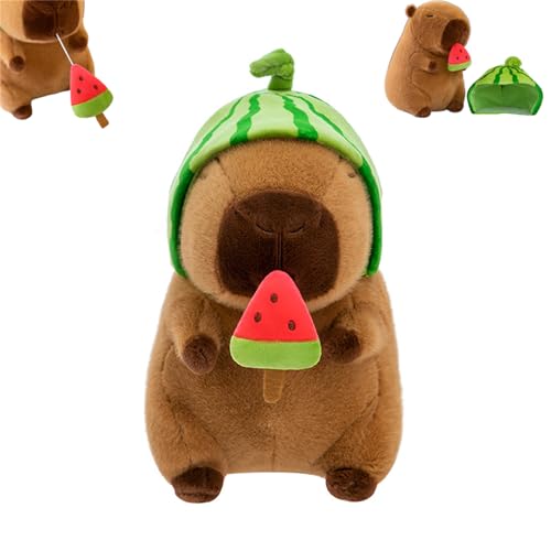 AQCQDQ Capybara Kuscheltier Mit Wassermelone, Kreative Wassermelone Capybara Plüschtier, Hässlich Lustig Capybara Wasserdelfin Plüsch Spielzeug, Weiches Kuscheliges Kuschelkissen (60 cm) von AQCQDQ