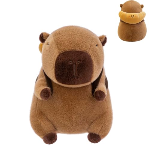 AQCQDQ Capybara Plüschtier, Capybara Kuscheltier, Süßes Capybara-Plüschtier Mit Backrucksack, Super Weiche Gefüllte Capybara Stofftier Plüsch Puppe Für Kinder Home Deko (30CM,B) von AQCQDQ