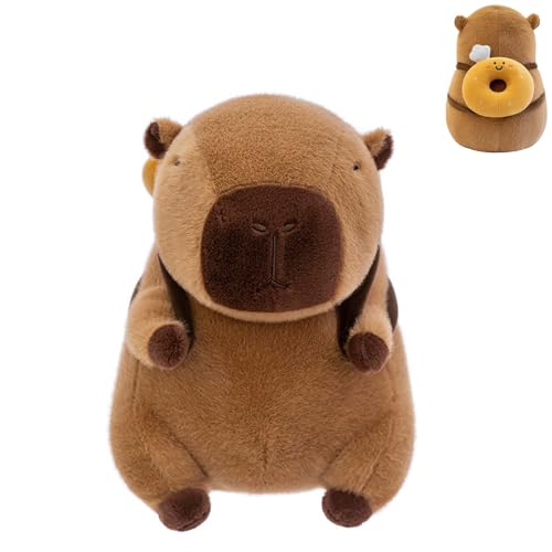 AQCQDQ Capybara Plüschtier, Capybara Kuscheltier, Süßes Capybara-Plüschtier Mit Backrucksack, Super Weiche Gefüllte Capybara Stofftier Plüsch Puppe Für Kinder Home Deko (30CM,C) von AQCQDQ
