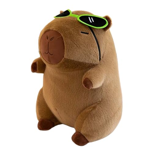 AQCQDQ Capybara Plüschtier, Capybara Kuscheltier Mit Sonnenbrille, Simulation Capybara Kuscheltier, Niedlichen Capybara Plushie Gefüllte Spielzeug, Spielzeug Plüsch Für Home Deko Kinder (40CM,Grün) von AQCQDQ