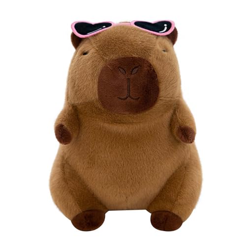 AQCQDQ Capybara Plüschtier, Capybara Kuscheltier Mit Sonnenbrille, Simulation Capybara Kuscheltier, Niedlichen Capybara Plushie Gefüllte Spielzeug, Spielzeug Plüsch Für Home Deko Kinder (30CM,Rosa) von AQCQDQ