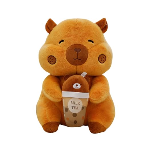 AQCQDQ Capybara Plüschtier, Capybara Kuscheltier mit Milchtee, Capybara Plushie Puppen Spielzeug, Niedliche Capybara Kuscheltier Stofftier, Geschenk für Kinder Mädchen Junge (65cm,Braun) von AQCQDQ