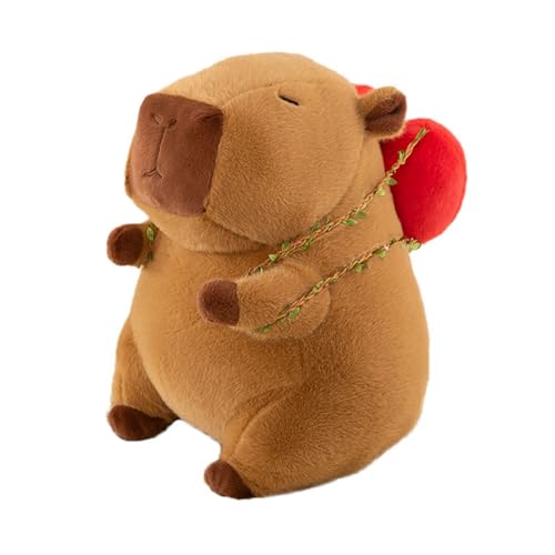 AQCQDQ Capybara Plüschtier, Capybara Kuscheltier mit Obst Rucksack, Kuscheltier Capybara Plush Spielzeug Stofftier, Simulation Capybara Plushie Puppen, Geschenk für Kinder Jungen Mädchen (55cm,Rot) von AQCQDQ