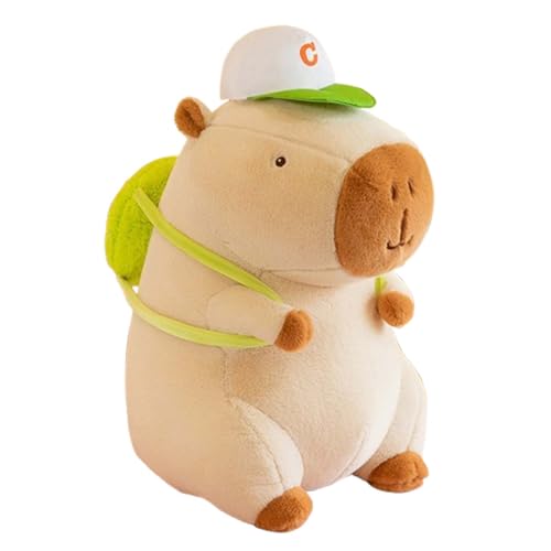 AQCQDQ Capybara Plüschtier, Capybara Stofftier, Rosa und Braun Niedliche Capybara Kuscheltier, Weiches Capybara Plüschtier mit Sportmützen und Rucksäcke für Mädchen und Jungen ab 0 Monate (70CM,B) von AQCQDQ