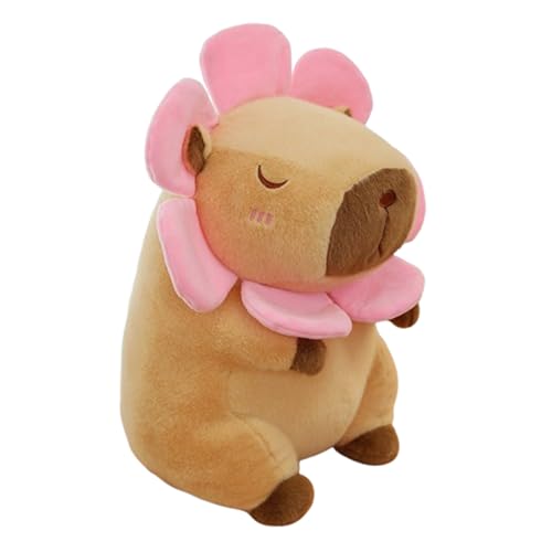 AQCQDQ Capybara Plüschtier,BlumenCapybara Kuscheltier,Weiches Plüschkissen,Niedlichen Capybara Plushie gefüllte Spielzeug,Geschenk für Kinder Jungen Mädchen, Geburtstag, Babyzimmer (55 cm,Braun) von AQCQDQ