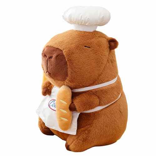 AQCQDQ Capybara Plüschtier Niedliche Capybara Kuscheltier Capybara Kuscheltiere Plüschtier mit Kochmütze Capybara Plushie Puppen Niedlichen Capybara Plushies für Home Deko Kinder (35CM) von AQCQDQ