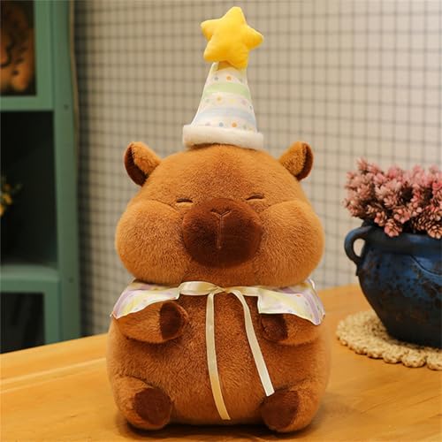 AQCQDQ Capybara Plüschtier für Kinder, Capybara Kuscheltier, Cute and Cuddly Capybara Plüschtier mit Geburtstagshut, Capybara Plush für Mädchen Jungen (50 cm) von AQCQDQ