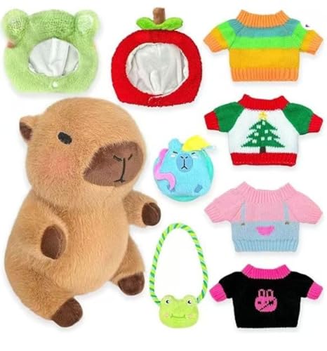 AQCQDQ Capybara Tshirt Spielzeugzubehör Stofftierpullover Puppe Trägt Pullover Entzückendes 7/8/9 Stück, Dress Up, Capybara Plüschtier Mit Hut, Capybara Spielzeug Mit Kostüm, Capybara Plushies (#F) AQCQDQ Capybara Tshirt Spielzeugzubehör Stofftierpullover Puppe Trägt Pullover Entzückendes 7/8/9 Stück, Dress Up, Capybara Plüschtier Mit Hut, Capybara Spielzeug Mit Kostüm, Capybara Plushies (#F) von AQCQDQ