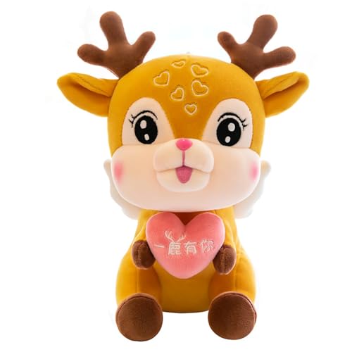 AQCQDQ Cartoon Hirsch Plüschtier, Elch Plüschpuppe, Süßes Kuscheltier Hirsch Plüsch Spielzeug Puppe, Rentier Stofftier, Realistisches Elch Kissen Kinderzimmer Dekoration (65 cm,Braun) von AQCQDQ