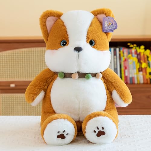 AQCQDQ Corgi Kuscheltier, Corgi Hund Plüschtier, Corgi Stofftier Kuscheltier Hund, Niedlichen Hund Gefüllte Kissen Weich Puppe Spielzeug Geschenk für Kinder Erwachsene (45cm,Grau) von AQCQDQ