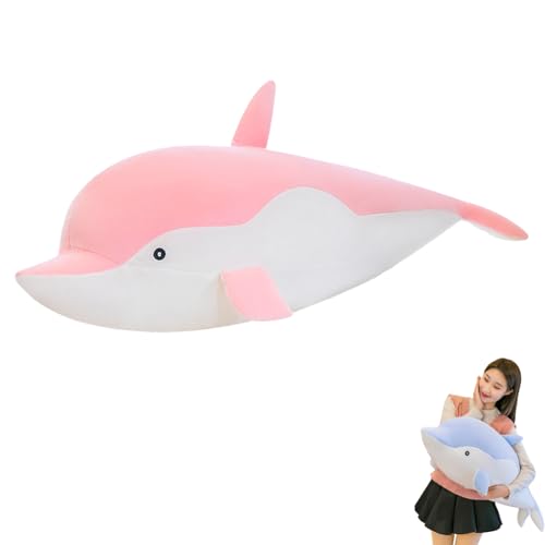 AQCQDQ Delfin Kuscheltier, Delfin Stofftier Pink, Delfin Plüschtier Plüschkissen, Meerestier Plüschspielzeug Puppen Niedliche Delfinpuppen Geschenke Kinder Geburtstagsgeschenk (50CM,Rosa) von AQCQDQ