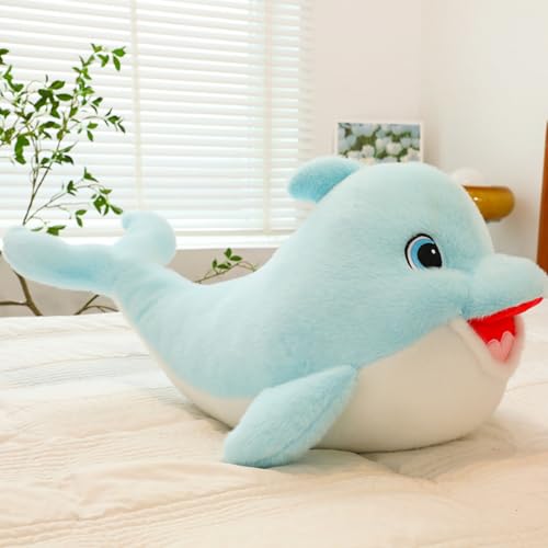 AQCQDQ Delfin Kuscheltier, Stofftier Delfin Plüschtier, Simulations Delphin Plüschkissen, Niedliche Delfinpuppen Spielzeug für Jungen Mädchen Schlafkissen Geschenk (35cm,Blau) von AQCQDQ